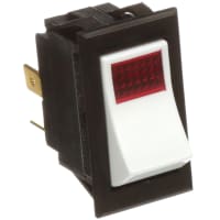 Carling Technologies Switch;Rocker;DP;ON-NONE-OFF;Curved;Gloss;Wht;Illum;125V Neon;Red;15A;125VAC;QC