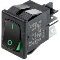 Carling Technologies Green DPST Rocker Switch, On-Off, 8 A@ 125 V ac +85degC 0degC 19.4mm 12.9mm