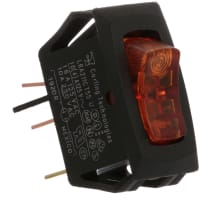 Carling Technologies Switch;Rocker;SPST;OFF-NONE-ON;Clear Amber Rocker;Illum;250V Neon;16A;125VAC;QC