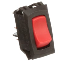 Carling Technologies Switch;Rocker;SPST;OFF-NONE-ON;Transl Red Rocker;Illum;250V Neon;16A;125VAC;QC