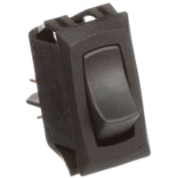 Carling Technologies Rocker Switch, SPST, 10 A, 250, On-None-Off, Off-None-On, Black, Nylon, R Series