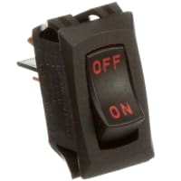 Carling Technologies Rocker Switch, SPST, 10 A, 250, On-None-Off, Off-None-On, Black, Nylon, R Series