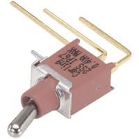 Carling Technologies Switch, PC, 20 VAC/VDC (Max.), SPDT, 20 Milliohms (Max.), 1000 Megohms (Min.)