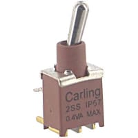 Carling Technologies Switch, PC, 20 VAC/VDC (Max.), SPDT, 20 Milliohms (Max.), 1000 Megohms (Min.)