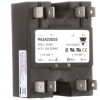 Carlo Gavazzi, Inc. Solid State Relay, 32 VDC, DPST-NO, 25A/230V, Zero Switching, RA Series