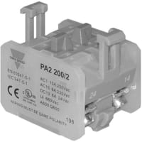 Carlo Gavazzi, Inc. Switch, Contact Block, 1-NO Contact (SPST), Slow Action, 10A @ 250VAC