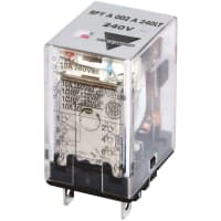 Carlo Gavazzi, Inc. Relay, DPDT, 24VDC, 10A, 2 Form C, LED, Test Button, Plug In Blade Terminals