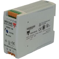 Carlo Gavazzi, Inc. Power Supply, AC-DC, 12V, 5A, 90-264V In, Enclosed, DIN Rail, Industrial, 60W, SPD Series