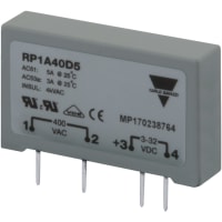 Carlo Gavazzi, Inc. Solid State Relay, Current 5 AAC, Voltage 400 VAC, RP1A Series