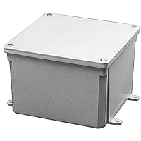 Carlon by ABB Molded Junction Box, 6"L x 6"W x 4"D, PVC, Gray