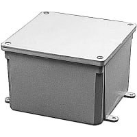 Carlon by ABB Molded Junction Box, 4"L x 4"W x 2"D, PVC, Gray