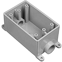 Carlon by ABB Single Gang FSC Box, 4.54"Lx2.80"Wx2.30"D, Conduit Size .5", 2 Hubs, PVC, G