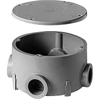 Carlon by ABB Non-metallic round junction box with cover and reducers, 3/4"