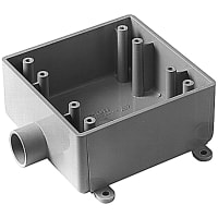 Carlon by ABB Two Gang 2FSE Box, 4.620"L x 4.620"W x 1.980"D, Conduit Size 1/2", PVC, Gra