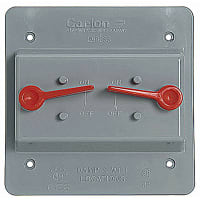 Carlon by ABB TwoGangWeatherproofVertical Mount Switch Box Cover, 4.85"Lx4.85"W x 1.84"D, Gra