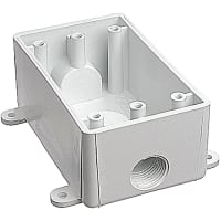 Carlon by ABB Single Gang Weatherproof T-Box, 4.56"L x 2.8"W x 2"D, PVC, White