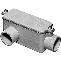 Carlon by ABB Type LR Conduit Body, 3/4", 6-9/32"L x 2-1/32"W, Material PVC, Color Gray