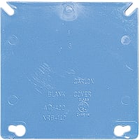 Carlon by ABB Two-Gang Blank Box Cover, 4" Sq, Non-Metallic, Blue