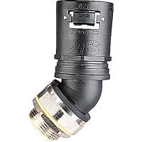 Adaptaflex by ABB Conduit Fitting, 45Deg, Male, 21mm, M20, Nylon, Nickel Plated Brass/TPE