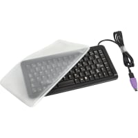 Cherry Americas Keyboard, EZClean, W/Cover, 86 Key, USB with PS/2 Adaptor, Black, Lasered Keycaps