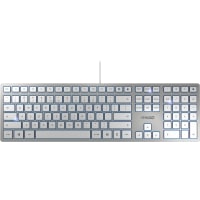 Cherry Americas Keyboard;104 Key + 6 Hot Keys;Ultra Slim Housing;Rugged Construction;USB;Silver