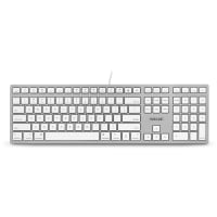 Cherry Americas Keyboard, KC 6000 Slim MAC, 104+6 Key, MAC Layout, White/Silver, USB, 5.9' Cord