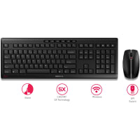 Cherry Americas Keyboard, Wireless + 6 Button Mouse, 104+10 Key, USB, Black, STREAM Series