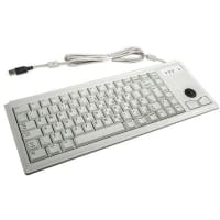 Cherry Americas Keyboard, Compact, 84 Key, Trackball and 2 Keys, USB, UK, MX Gold Keyswitch, Gray