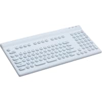 Cherry Americas Keyboard, QWERTY, USB, LtBlue, 104Keys, 15.7In, Washable, J84-2800Series, NEMA4