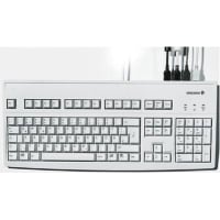 Cherry Americas Keyboard, Compact, 104 Key, Spill Resist, USB W/ Bus Powered Hub, United Kingdom, Gray