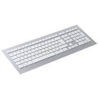 Cherry Americas Keyboard, STRAIGHT, 103 Keys +5 Hot Keys, Whisper Quiet, USB, UK, Silver W/White Keys