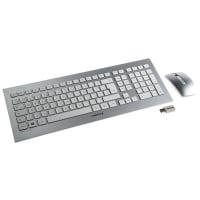 Cherry Americas Keyboard, Wireless + 3-Button Mouse, QWERTY, 104 Key, USB, English/UK, Gray