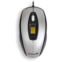 Cherry Americas Mouse, Fingerprint Biometric Sensor, 3 Button, TCS2, USB, 800 dpi, Silver and Black