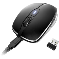 Cherry Americas Mouse;Wireless;Rechargeable;6 Button;2.4 GHz;600-3200 Adj dpi;Metal;LED;Black