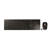 Cherry Americas Keyboard, Rechargeable + 6 Button Mouse, 104+6 Key, AES-128 Encryption, Status LED'