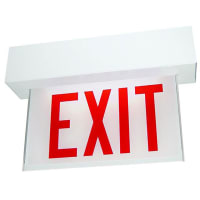 Chloride by Signify Edge-Glo Exit Sign, Double Face, Red Letters on Wht Backround, W/ L or R Arrows