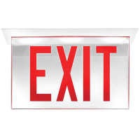 Chloride by Signify Edge-Glo Exit Sign, Single Face, Red Letters on White Background, No Arrows