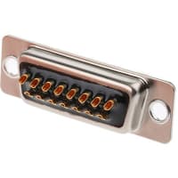 Cinch Cinch FD Series Pmnt Filtered Solder D-Sub Conn Socket, 15 Way, 200V ac/dc, 5A