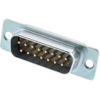 Cinch Panel Mount Solder D-sub Connector Plug, 15 Way, 750 V ac/dc, 5A