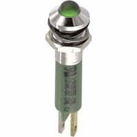 CML Innovative Technologies Panel Mount Indicator LED 0.315 in. Green 12 VAC/VDC QC Tabs 1908 Series