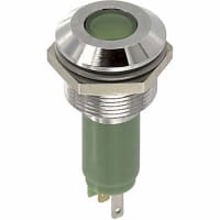 CML Innovative Technologies Indicator Panel Mount LED Mnt-Sz 0.748" Bezel Green 130VAC Tabs