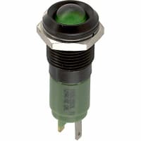 CML Innovative Technologies Panel Mount Indicator LED 0.5" Bezel Green 12VAC/VDC Tabs SunLight Visibility