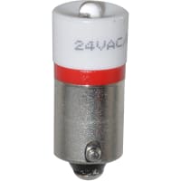 CML Innovative Technologies Lamp, LED, T-3 1/4, Bayonet, Red, 24VAC/VDC, 15mA, 350mcd, 100000 Hrs