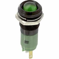 CML Innovative Technologies Panel Mount Indicator LED 0.5" Bezel Green 24VAC/VDC Tabs SunLight Visibility