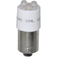 CML Innovative Technologies Lamp, LED, T-3 1/4, Bayonet, White, Diffused, 130VAC, 5mA, 3x250mcd, 100000 Hrs