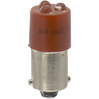 CML Innovative Technologies Lamp, LED, T-3 1/4, Bayonet, Red, 24VAC/VDC, 9/17mAAC/mADC, 3x400mcd, 100000 Hrs