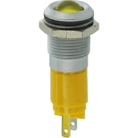 CML Innovative Technologies Indicator Panel Mount LED Mnt-Sz 0.5" Bezel Yellow 12VAC/VDC Tabs