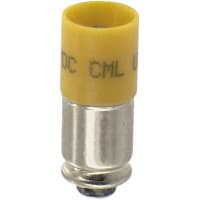 CML Innovative Technologies Lamp, LED, T-1 3/4, Midget Groove, Yellow, 12VAC/VDC, 7/14mAAC/mADC, 280mcd, 100000 Hrs