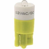 CML Innovative Technologies Lamp, LED, T-3 1/4, Wedge, Yellow, 12VAC/VDC, 7/14mAAC/mADC, 280mcd, 100000 Hrs