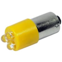 CML Innovative Technologies Lamp, LED, T-3 1/4, Bayonet, Yellow, 24VAC/VDC, 9/17mAAC/mADC, 3x340mcd, 100000 Hrs